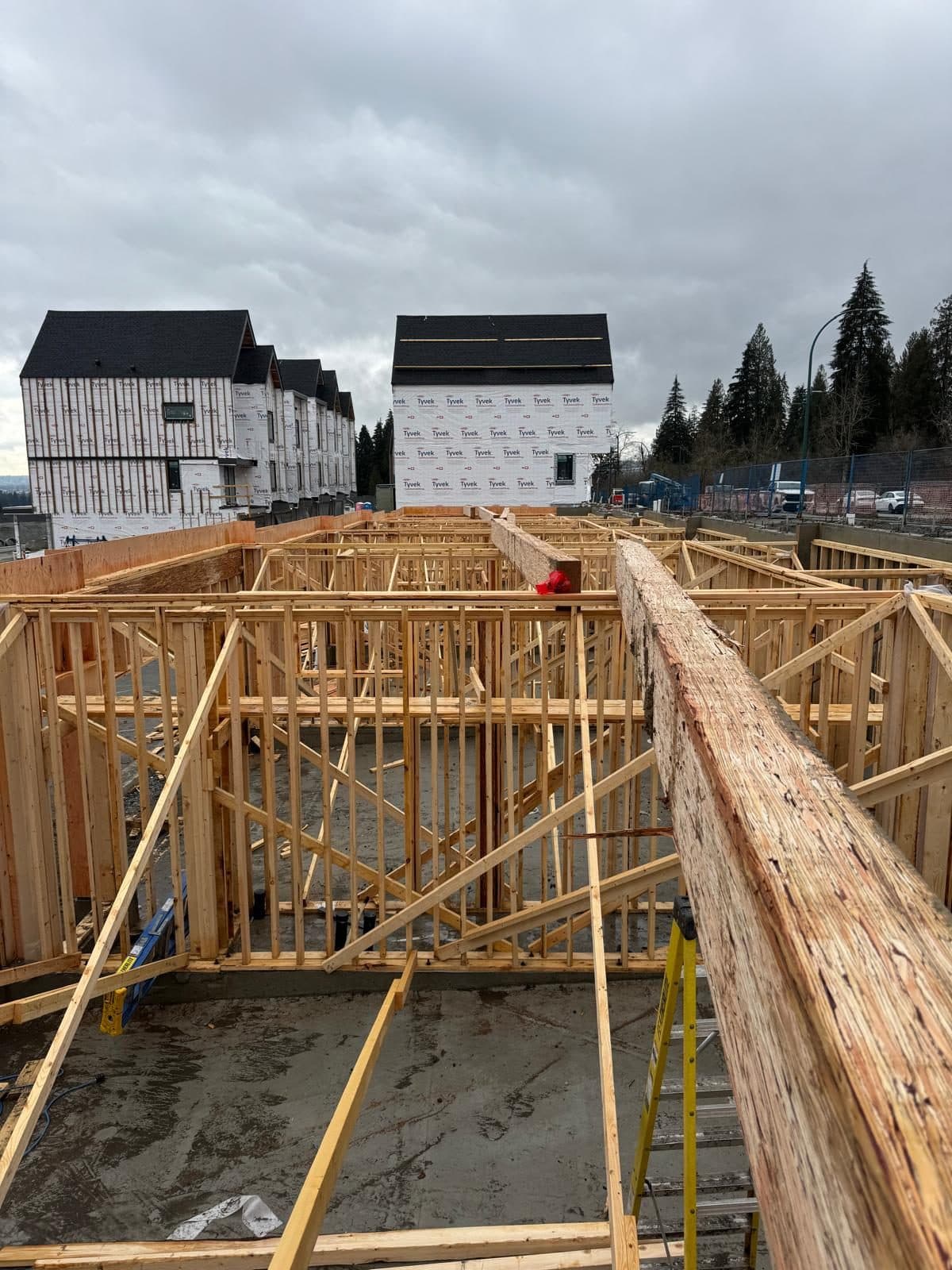 Beams and joists on a Mannat Framing job site
